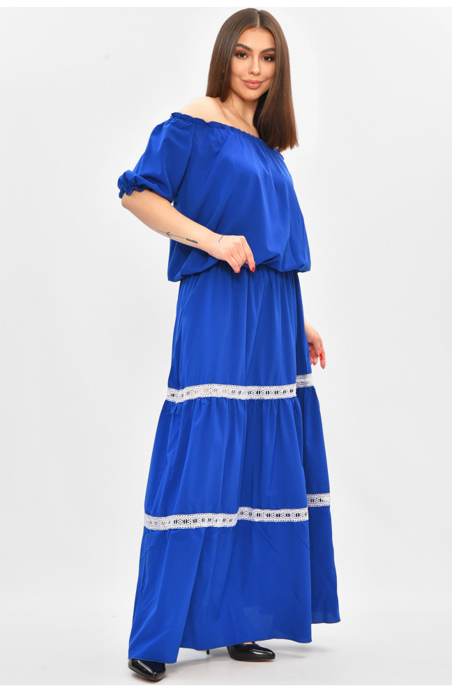 Платье женское полубатальное синего цвета 208826L