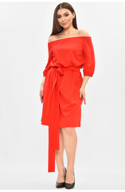 Платье женское однотонное красного цвета 208836L