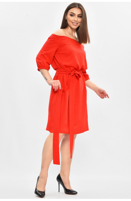 Платье женское однотонное красного цвета 208836L