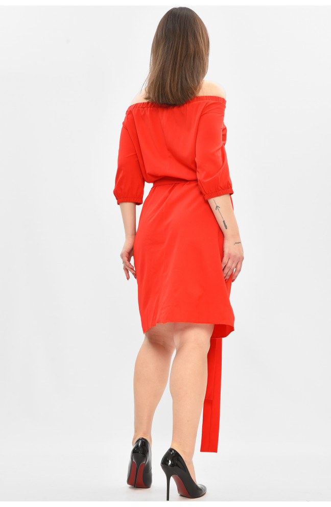 Платье женское однотонное красного цвета 208836L