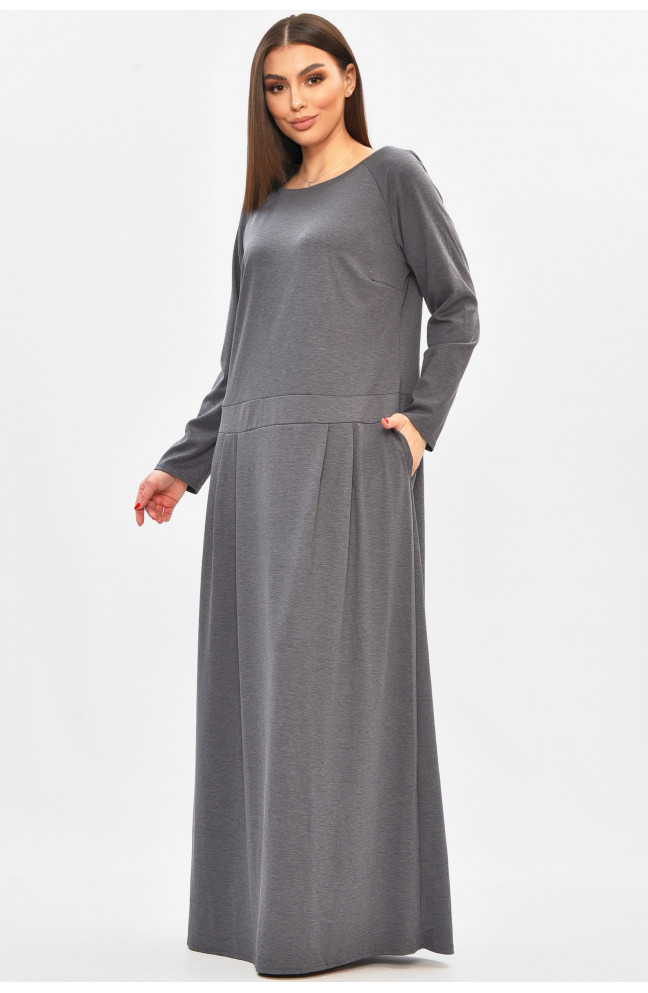 Платье женское полубатальное тёмно-серого цвета 208839L