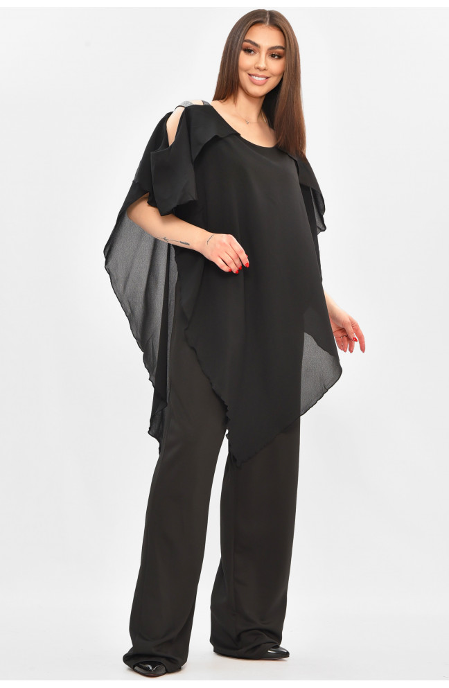 Комбинезон женский полубатальный черного цвета 208840L