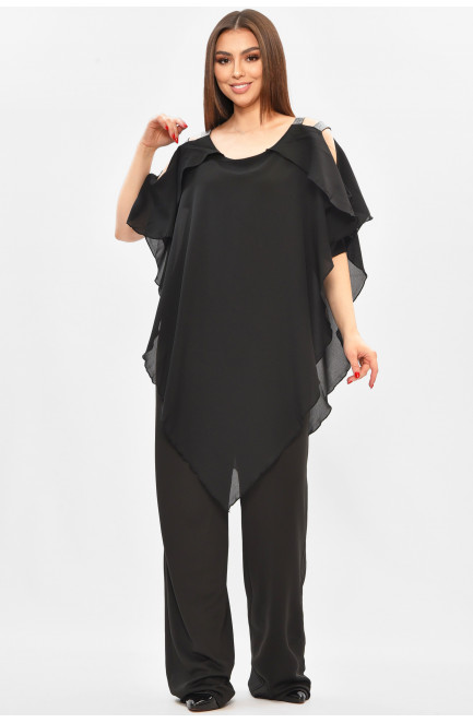 Комбинезон женский полубатальный черного цвета 208840L