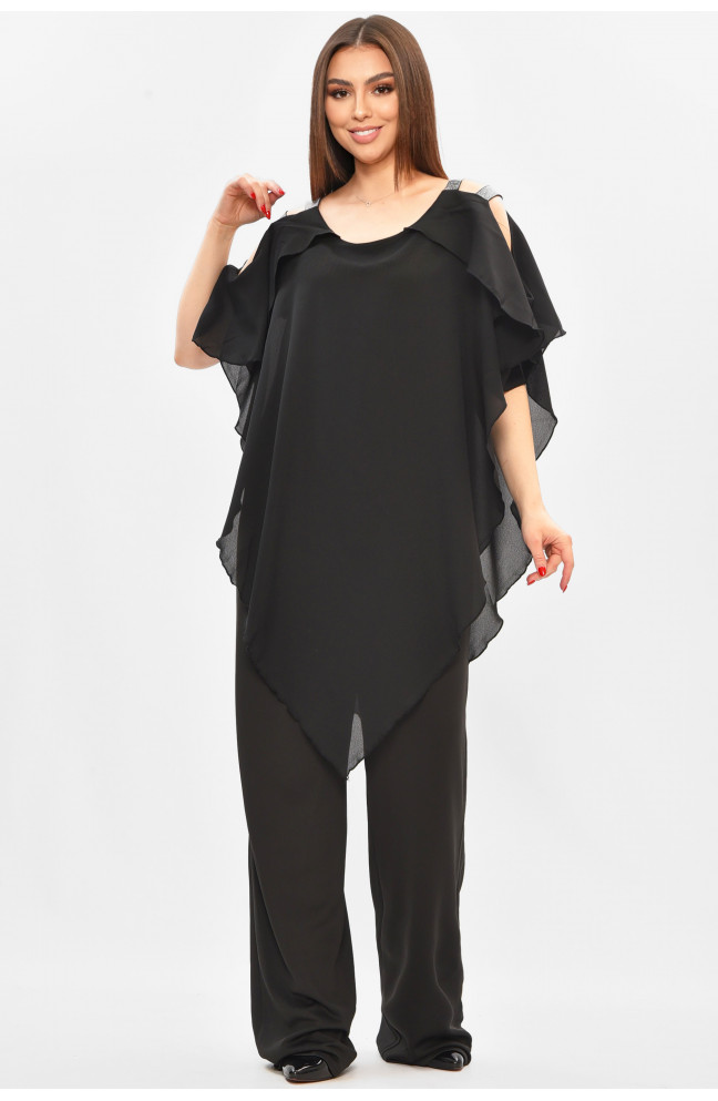 Комбинезон женский полубатальный черного цвета 208840L