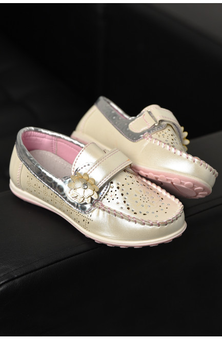 Мокасины детские для девочки белого цвета 208843L