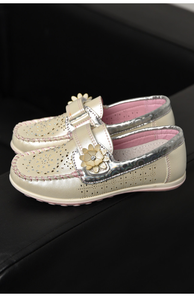 Мокасины детские для девочки белого цвета 208843L