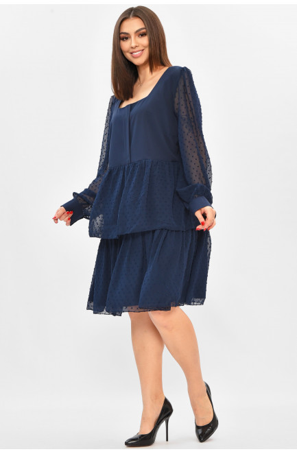 Платье женское полубатальное синего цвета 208848L