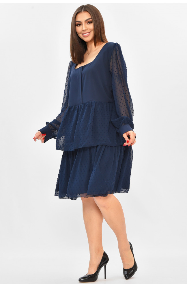 Платье женское полубатальное синего цвета 208848L