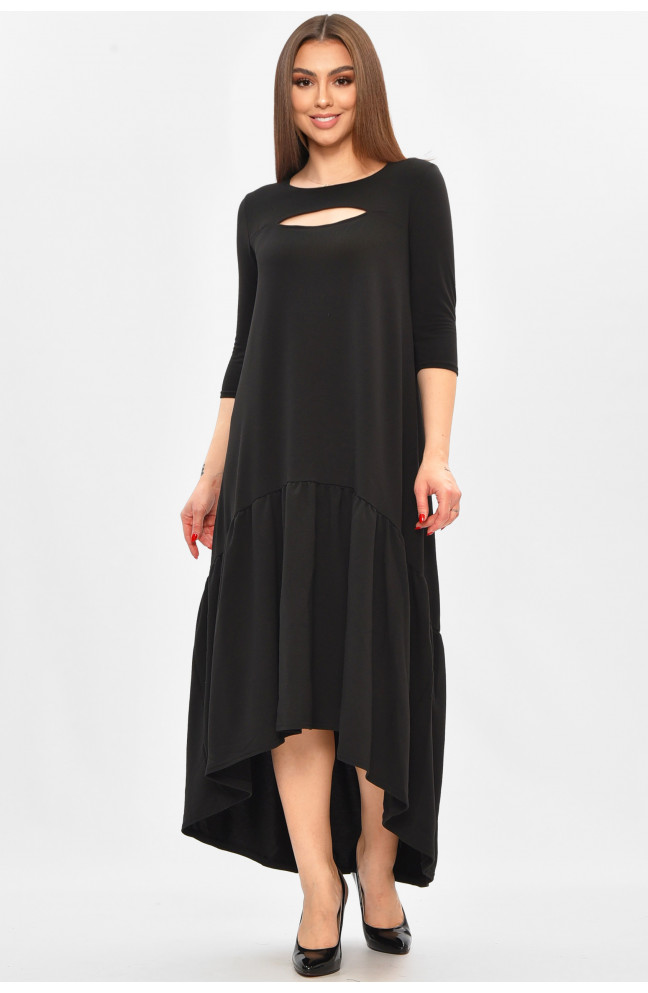 Платье женское полубатальное черного цвета 208856L