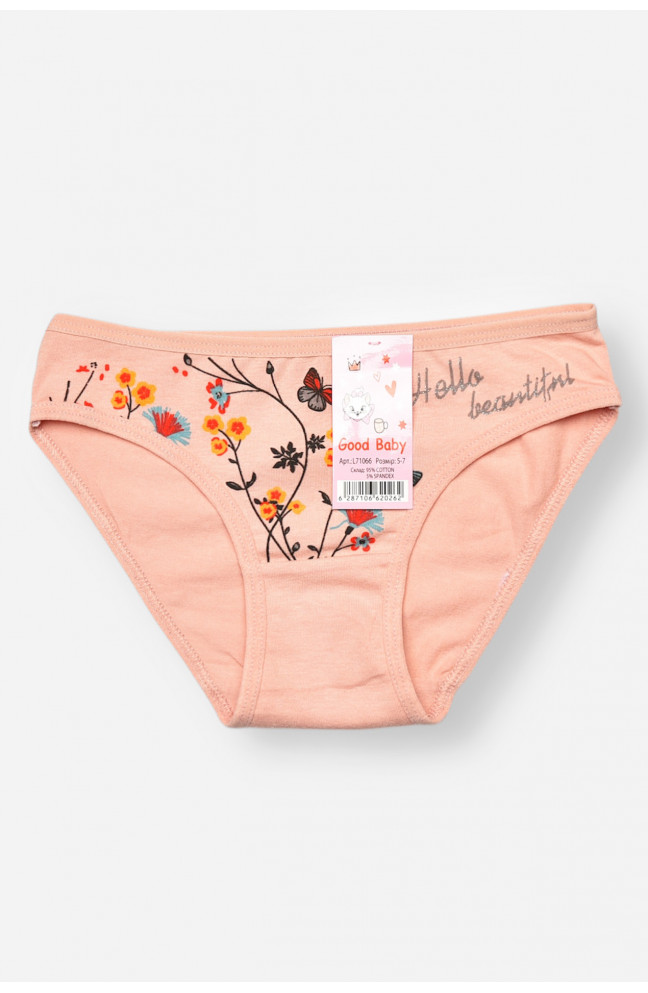 Трусики детские для девочки пудрового цвета с принтом 208949L