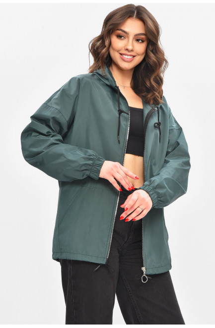 Ветровка женская однотонная зеленого цвета 209024L
