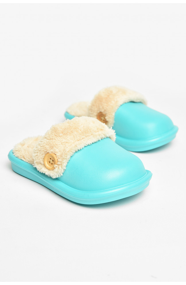 Тапочки детские бирюзового цвета на меху 209034L