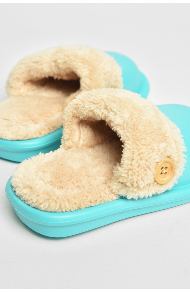 Тапочки детские бирюзового цвета на меху 209034L