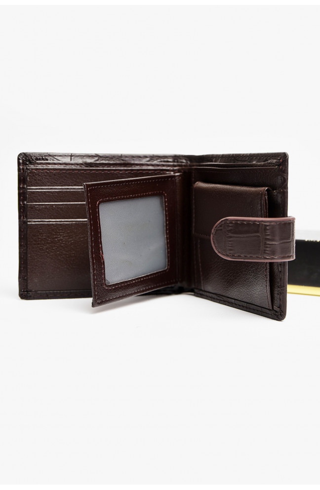 Кошелек мужской из экокожи тёмно-коричневого цвета 209081L