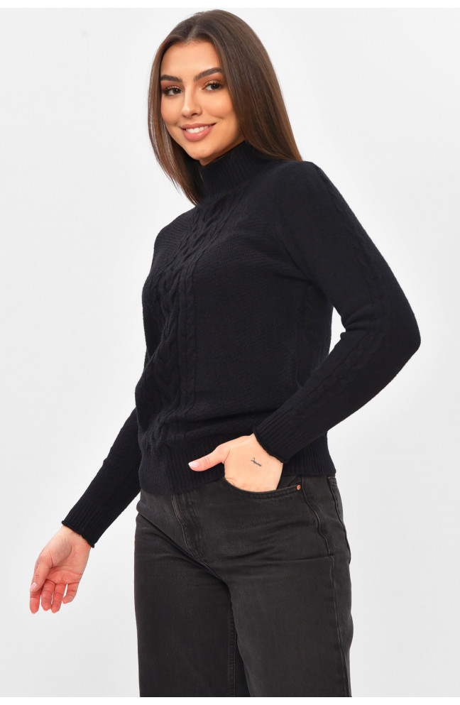 Свитер женский однотонный черного цвета 209099L