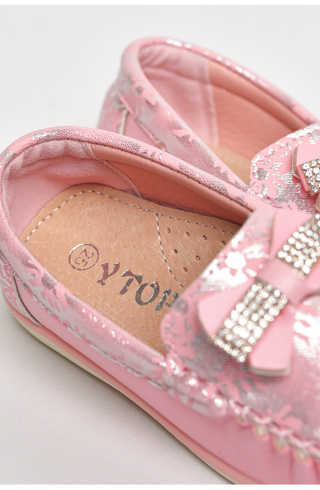 Мокасины детские для девочки светло-розового цвета 209141L
