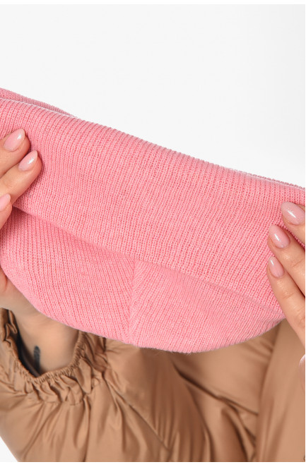 Шапка женская демисезонная светло-розового цвета 209142L