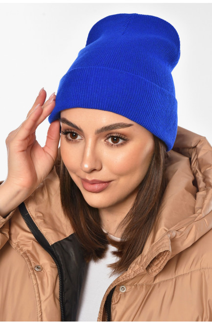 Шапка женская демисезонная синего цвета 209148L