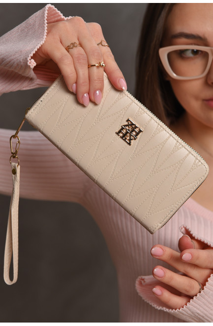 Кошелек женский из экокожи бежевого цвета 209155L