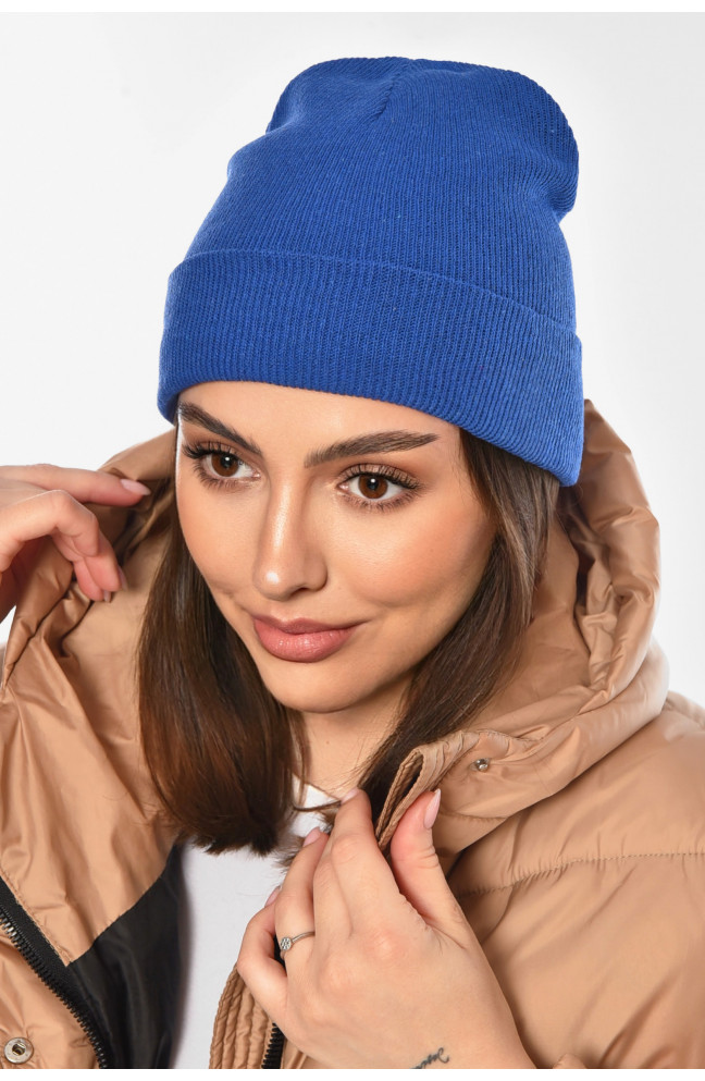 Шапка женская демисезонная синего цвета 209170L