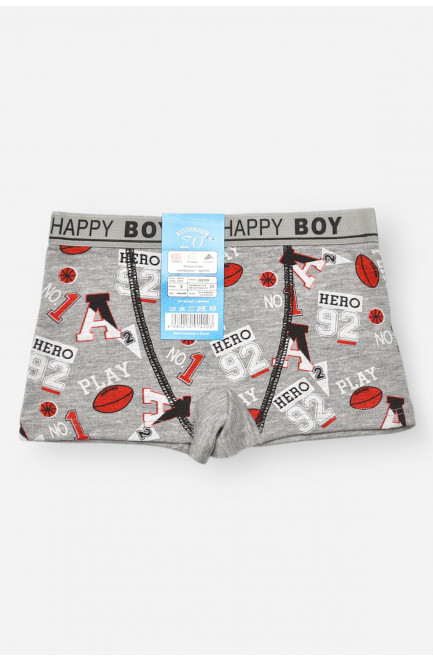 Боксеры детские для мальчика серого цвета с принтом 209265L