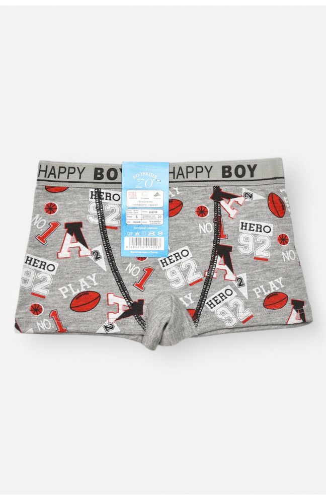 Боксеры детские для мальчика серого цвета с принтом 209265L