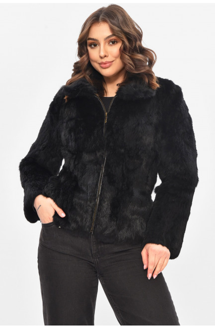 Шуба женская укороченная черного цвета 209304L