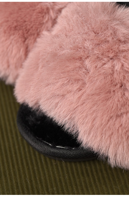 Тапочки домашние женские меховые пудрового цвета 209335L