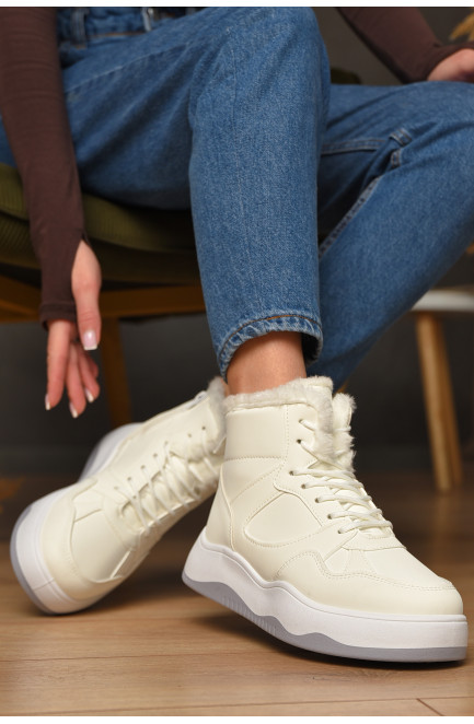 Кроссовки зимние женские белого цвета 209376L