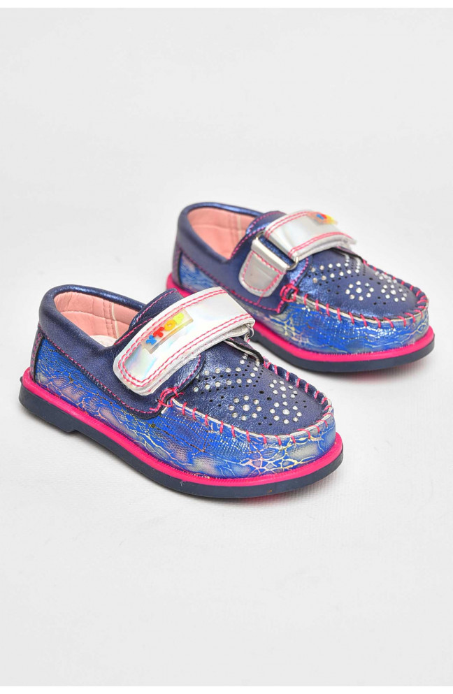 Мокасины детские для девочки темно-синего цвета 209381L