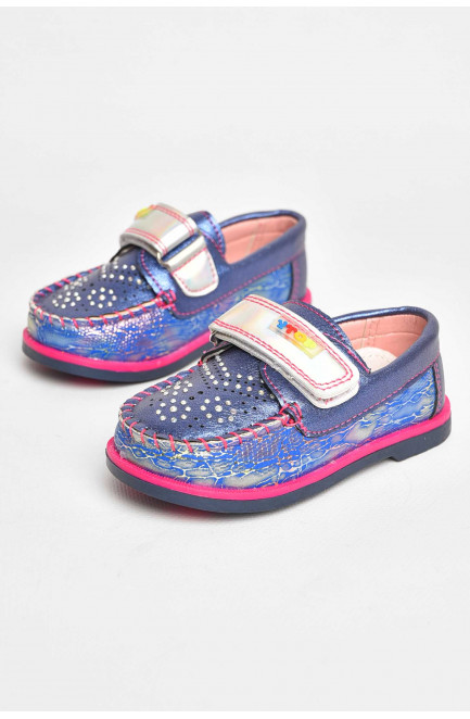 Мокасины детские для девочки темно-синего цвета 209381L