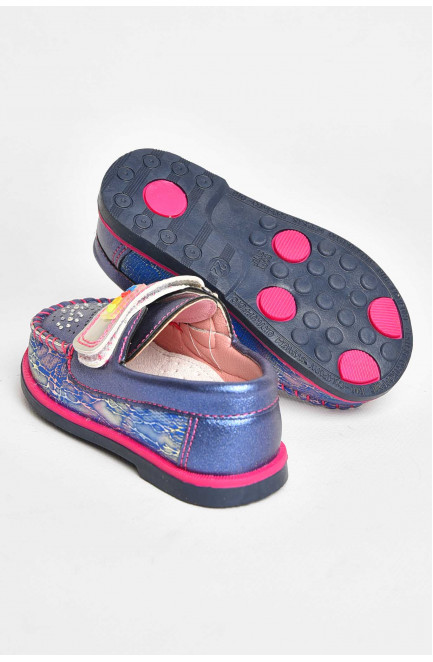 Мокасины детские для девочки темно-синего цвета 209381L