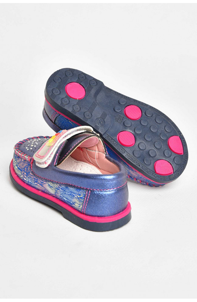 Мокасины детские для девочки темно-синего цвета 209381L