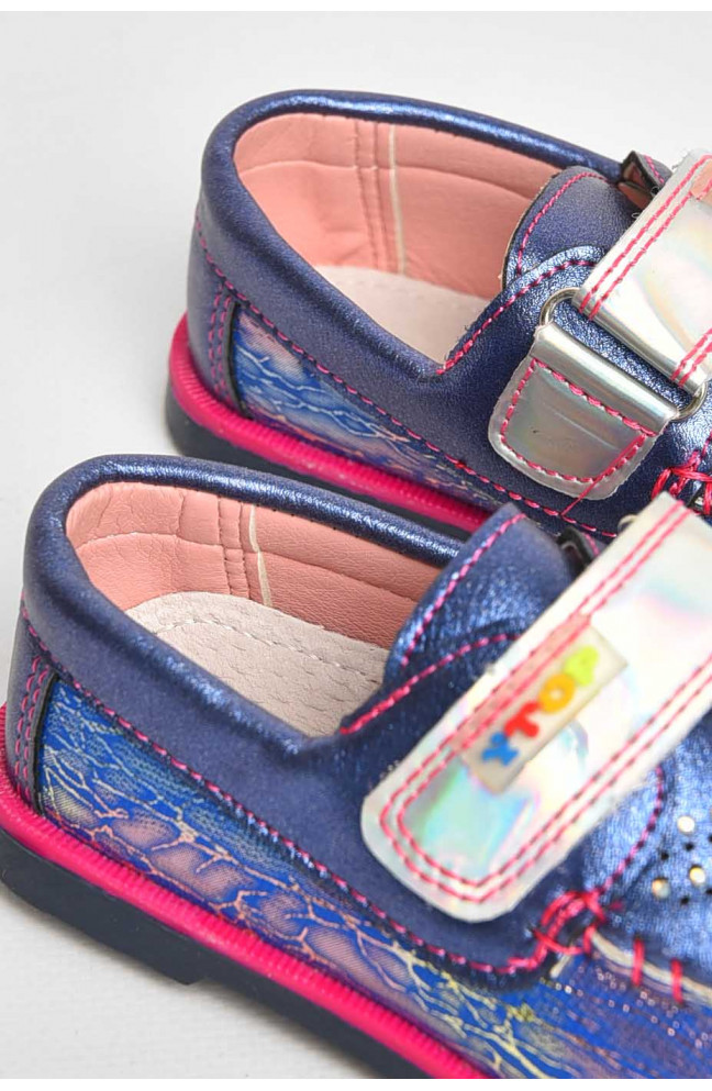 Мокасины детские для девочки темно-синего цвета 209381L