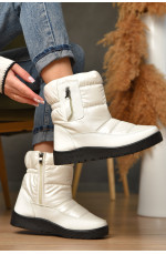Дутики женские на меху белого цвета 209398L