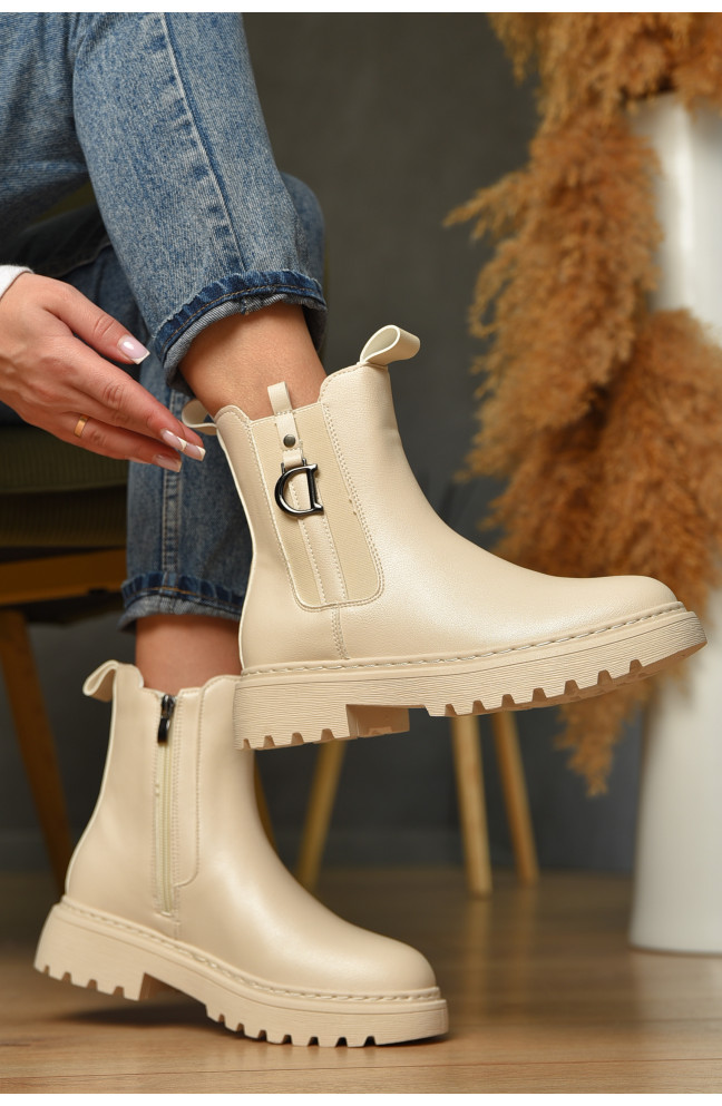 Ботинки женские демисезонные бежевого цвета 209410L
