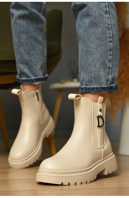 Ботинки женские демисезонные бежевого цвета 209410L