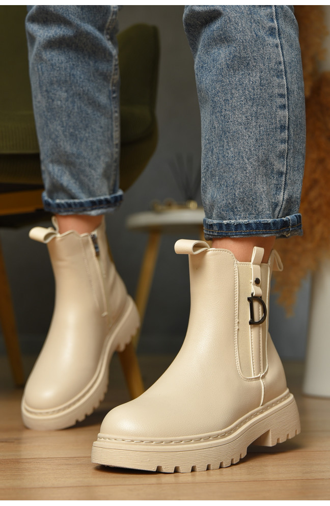 Ботинки женские демисезонные бежевого цвета 209410L