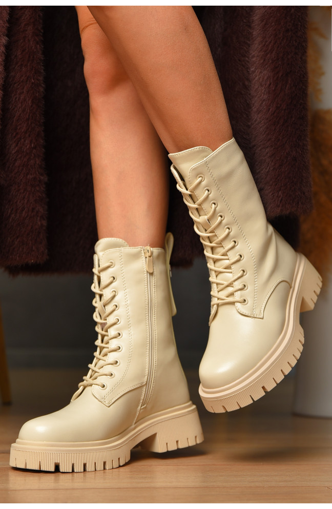 Ботинки женские зимние светло-бежевого цвета 209421L