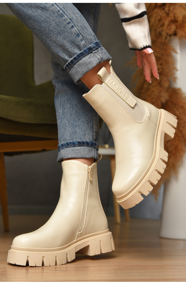 Ботинки женские зимние светло-бежевого цвета 209423L