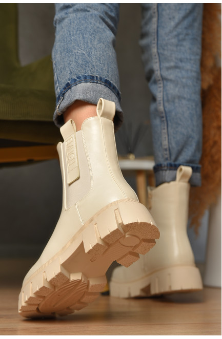 Ботинки женские зимние светло-бежевого цвета 209423L