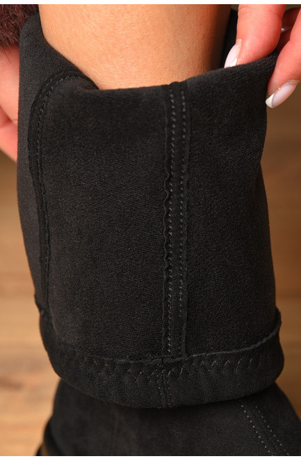 Сапоги женские демисезонные черного цвета на флисе 209430L