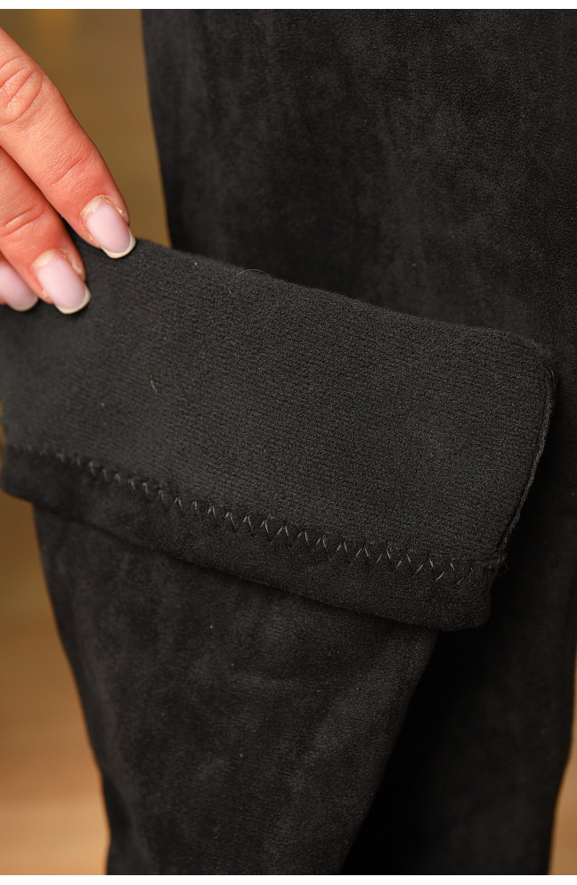 Сапоги женские демисезонные черного цвета на флисе 209440L