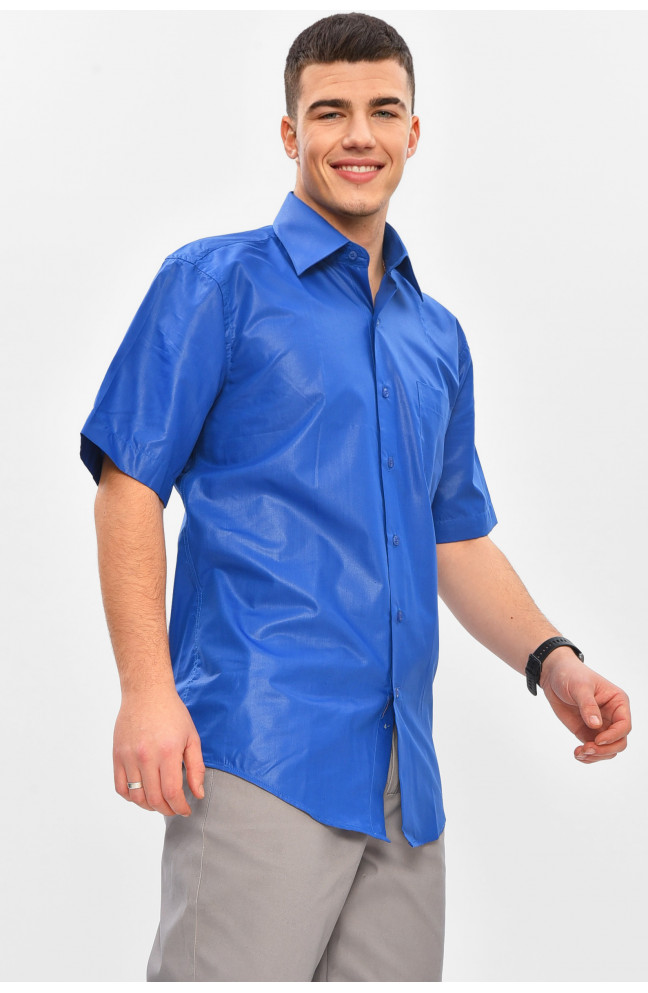 Рубашка мужская однотонная синего цвета 209444L