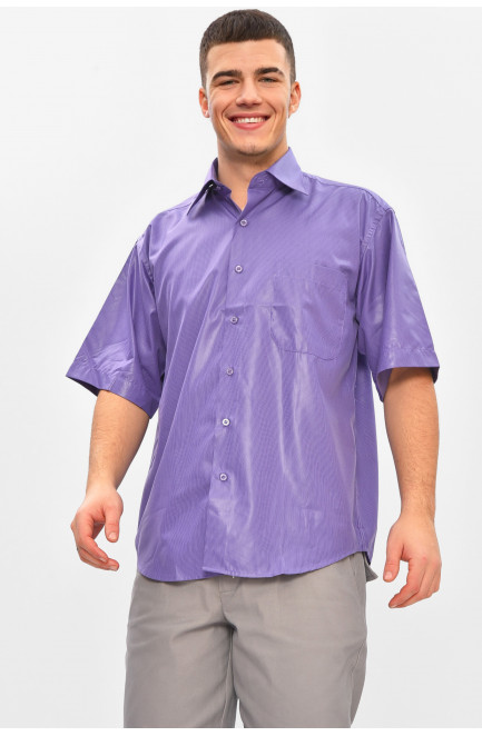Рубашка мужская полубатальная фиолетового цвета с принтом 209451L
