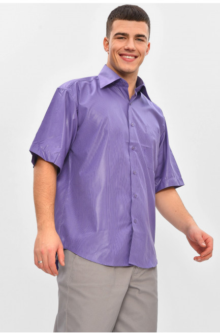 Рубашка мужская полубатальная фиолетового цвета с принтом 209451L
