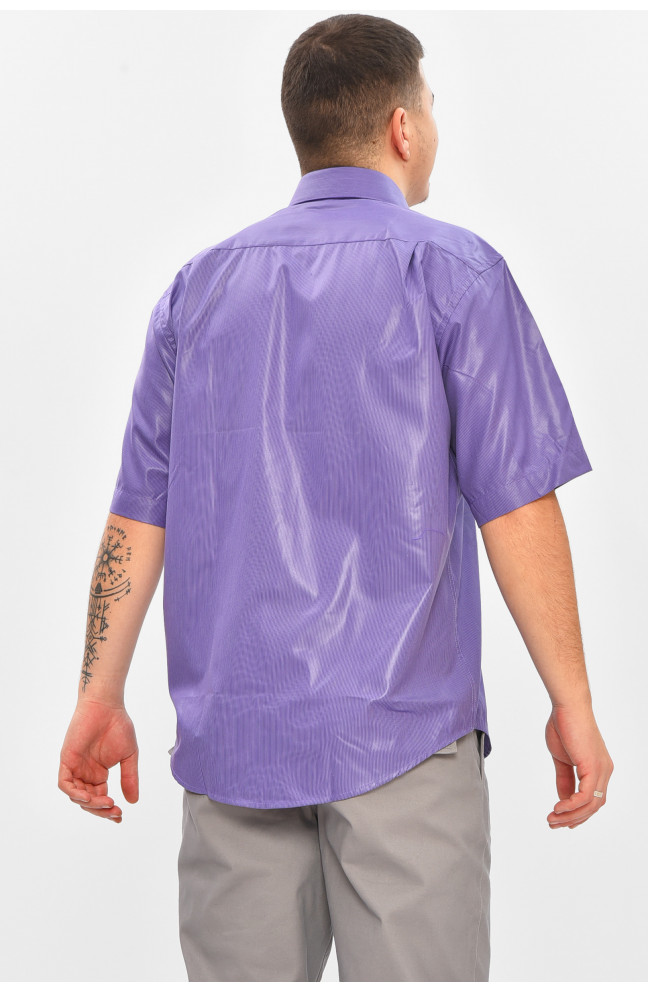 Рубашка мужская полубатальная фиолетового цвета с принтом 209451L