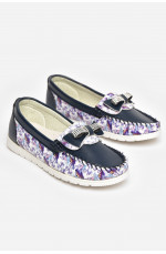 Мокасины детские для девочки темно-синего цвета 209452L