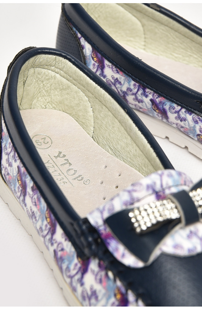 Мокасины детские для девочки темно-синего цвета 209452L