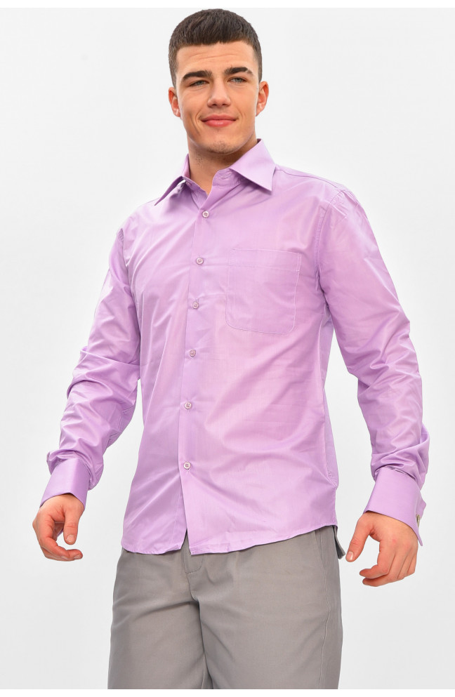 Рубашка мужская однотонная сиреневого цвета 209462L